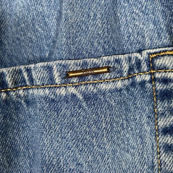 Zara Jeans Women's 8 Baggy Barrel High Waisted Ruffled Paperbag Elastic Waist - Picture 5 of 13